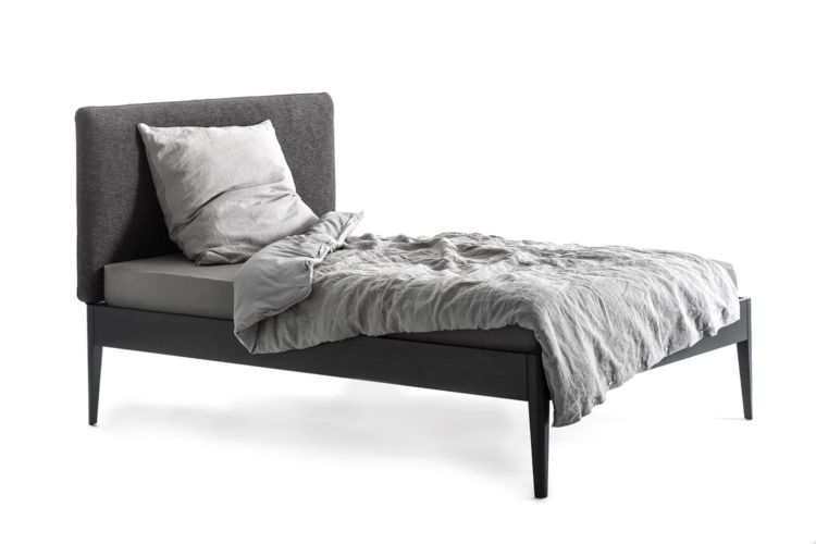 Sudbrock Bett GOYA schlafen Bett Doppelbett Einzelbett Holz schwarz anthrazit massiv Kopfteil gepolstert